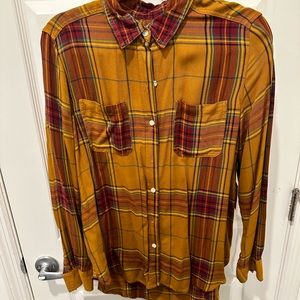 Mossimo yellow/red plaid shirt, medium